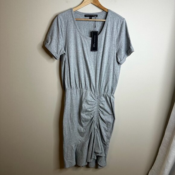 NWT Veronica Beard Jeans Pima Ruched W/ Flounce Dress Womens Grey Sz L - Picture 4 of 14